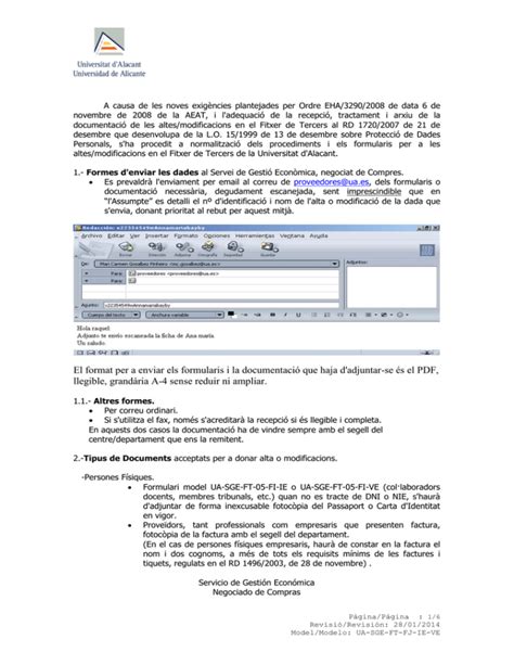 Instrucciones Para Cumplimentar La Nueva Ficha De Modificacion De