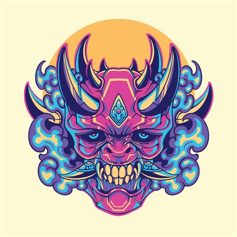 Japanese Oni Mask Vector Art 25901343 Vector Art At Vecteezy