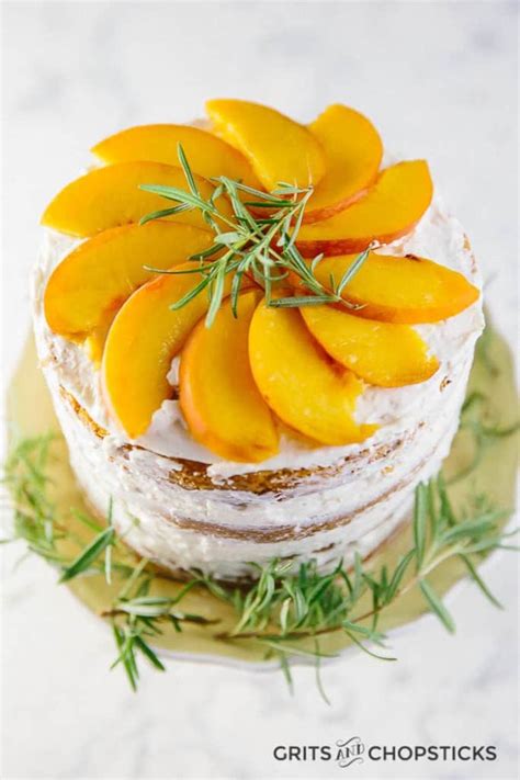 Semi Naked Peach And Rosemary Cake Grits And Chopsticks