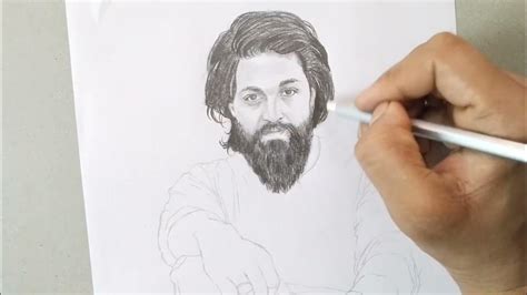 Rocking Star Yash Realistic Outline Drawing How To Draw Kgf 2 Hero