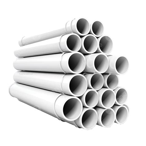 Pvc Pipes Stacked In Warehouse Tubes Pvc Pipes 3d Rendering Water Technology Isolated Png