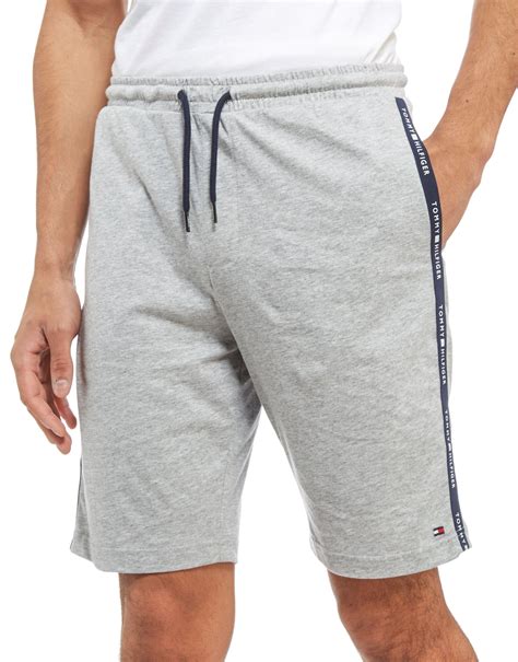 Tommy Hilfiger Cotton Logo Tape Shorts In Grey Gray For Men Lyst