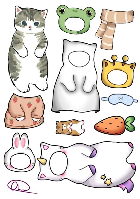 Adorable Cat Paper Doll Template