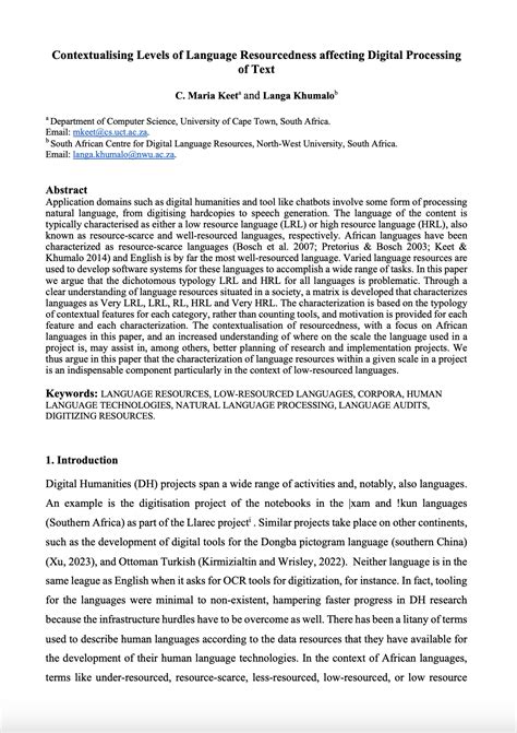 Contextualizing levels of language resourcedness affecting digital