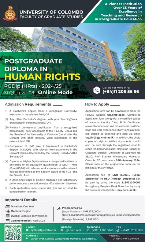 Postgraduate Diploma In Human Rights Pgdip Hrts 2024 25 Online