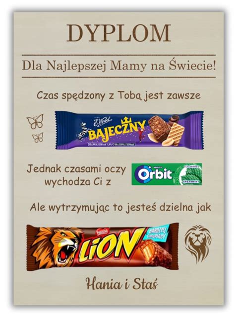 Dyplom Dla Mamy Wyj Tkowy Fajny Prezent S Odka Tabliczka Na Dzie Matki