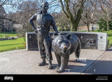 Statue depicting Wojtek the "Soldier Bear" who was adopted by Polish ...