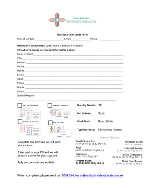 Fillable Online How To Create A Business Card Order Form With Template