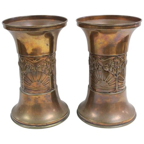 Pair Of Brasscopper Vases For Sale At 1stdibs