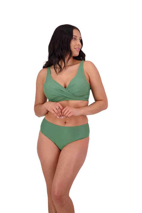 Moontide Swimwear Uk Contours Underwired Wrap Bikini Top In Khaki