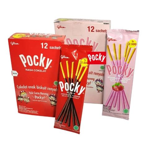 Jual Biskuit Stik Pocky Sachet Rasa Cokelat Dan Strawberry Box Isi