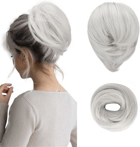 BARSDAR Hair Bun Ponytail Extension Straight Synthetic Hairpiece Fully