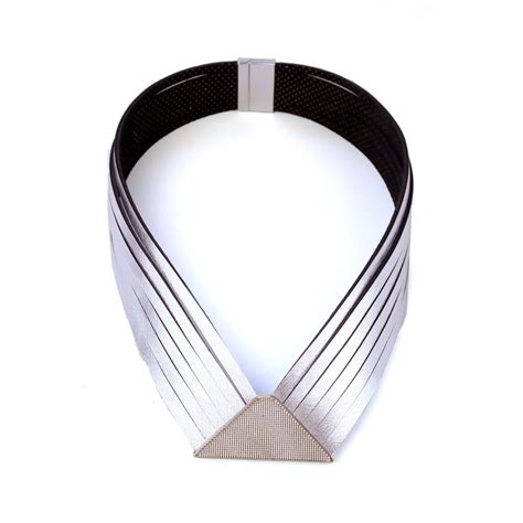 Silver Statement Necklace Modern Necklace Statement Leather Necklace Big Statement Jewelry