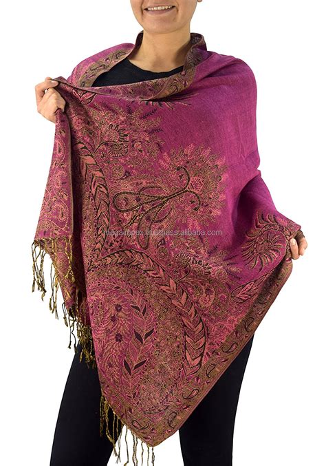 Latest Design Embroidery Border Design Women Pashmina Shawl Plain Black Color Long Pashmina