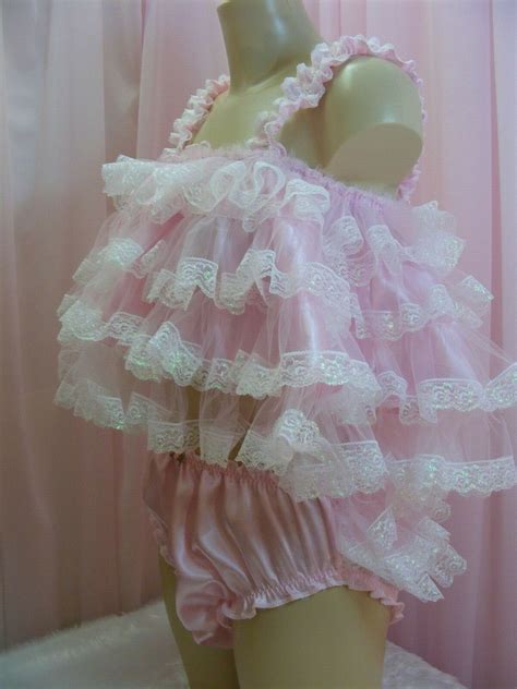 ADULT Baby Sissy Satin Babydoll Negligee Nightie Dress Camisole Lingerie Lolita EBay