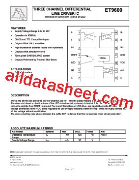 Et Datasheet Pdf List Of Unclassifed Manufacturers