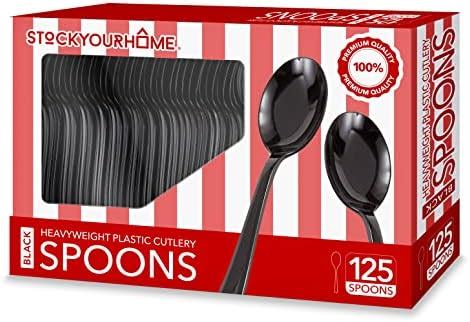 Amazon POSATE Heavyweight Plastic Spoons Black Pack Of 100