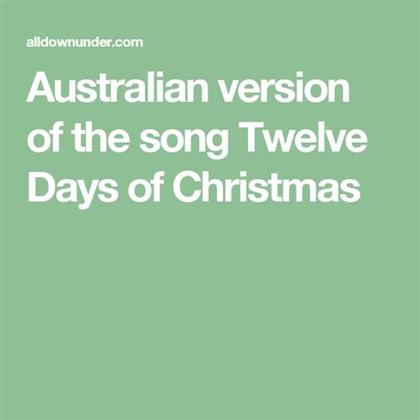 Australian Version Of The Song Twelve Days Of Christmas Twelve Days