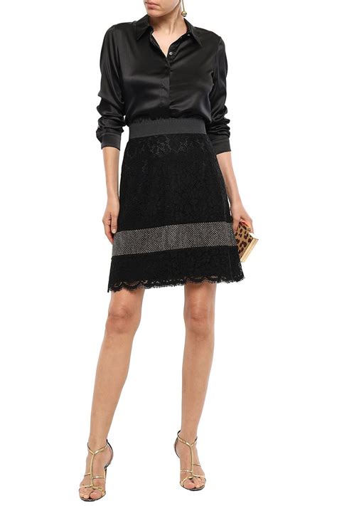 Dolceandgabbana Crystal Embellished Corded Lace Mini Skirt The Outnet