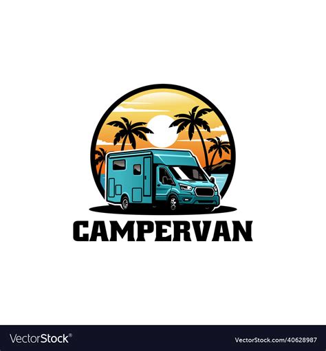 Rv camper van logo Royalty Free Vector Image - VectorStock