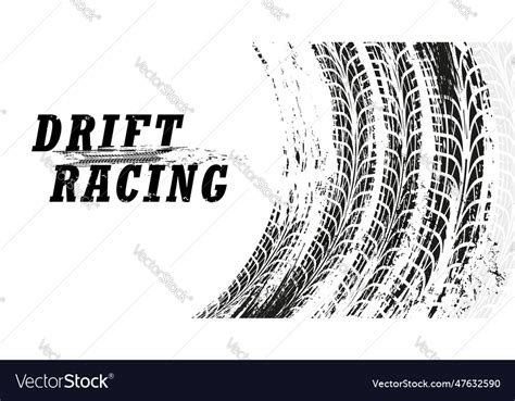 Drift racing background with grunge tire tracks Vector Image