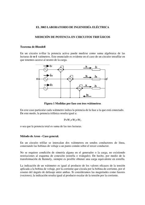 Medicion De Potencia En Circuitos Trifasicos EL 3003 LABORATORIO DE