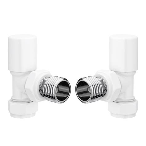 Arezzo Modern Angled Radiator Valves Incl 180mm Stand Pipes White