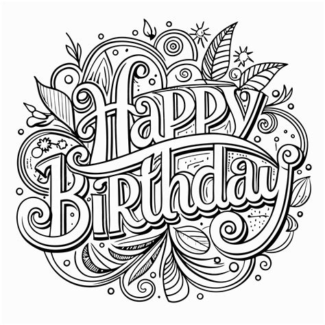 Happy Birthday Text With Floral Elements Premium Ai Generated Vector