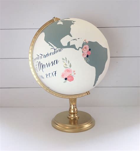 Globe Wedding Guestbook World Globe Custom Color And Quote