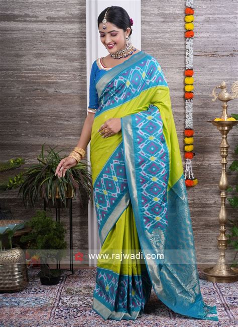 Elegant Parrot Green Silk Saree