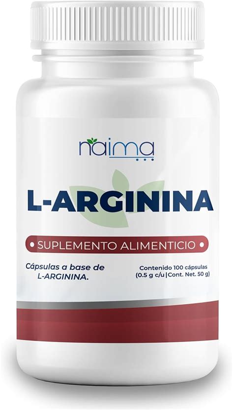 NAIMA L Arginina 100 Cápsulas Suplemento Alimenticio 100 Puro y