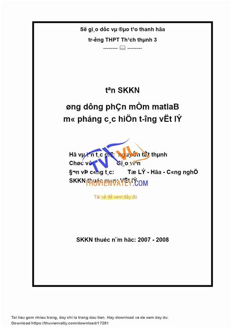 doc SKKN Ứng dụng phần mềm MATLAB mô phỏng các hiện tượng Vật lí