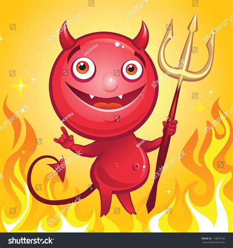 Funny Cute Cartoon Devil Smiling Stock Vector (Royalty Free) 114870130 ...