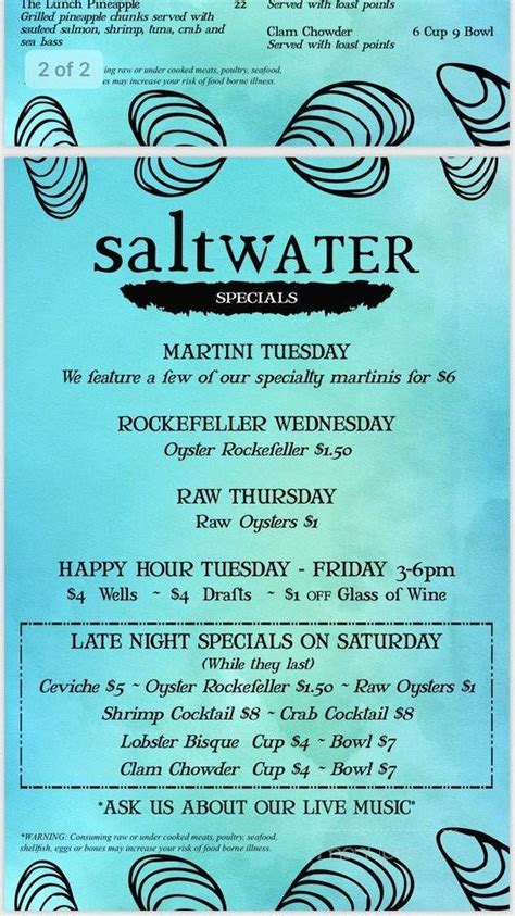 Online Menu of Saltwater, Weatherford, TX