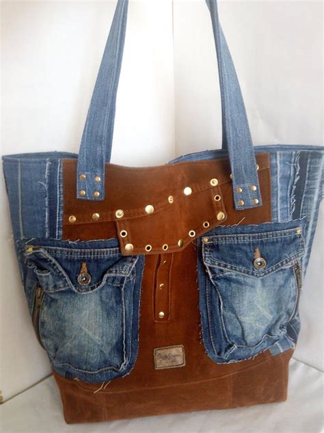 Casual Denim Large Bag Multicolor Patchwork Denim Tote Bag Bright Summer Denim Bag For Beach