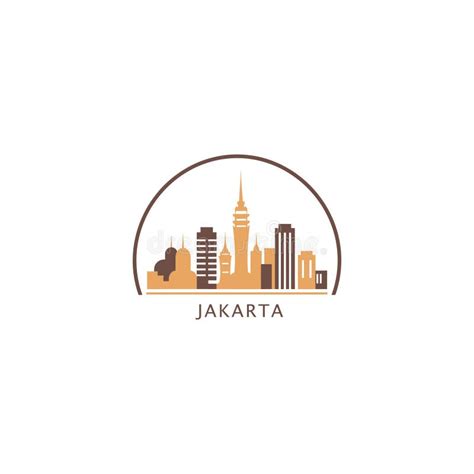 Jakarta Cityscape Skyline Vector Logo Stock Illustration - Illustration ...