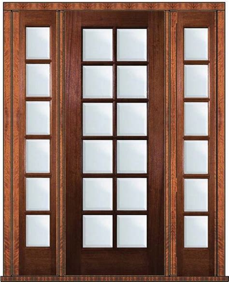 Prehung French Sidelights Door 96 Wood Mahogany Full Lite 12 Lite ...