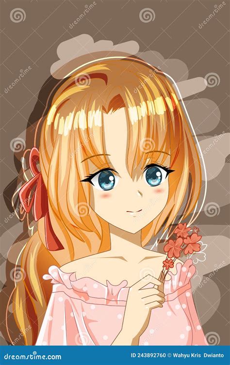 Beautiful Princess With Flowers Design Character Cartoon Illustration