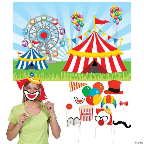 Carnival Photo Booth Backdrop And Props Kit 15 Pc