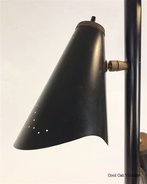 Black Metal Mid Century Floor Lamp With 3 Individual Lights Circa