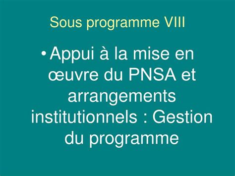 Ppt Le Programme National De S Curit Alimentaire Pnsa