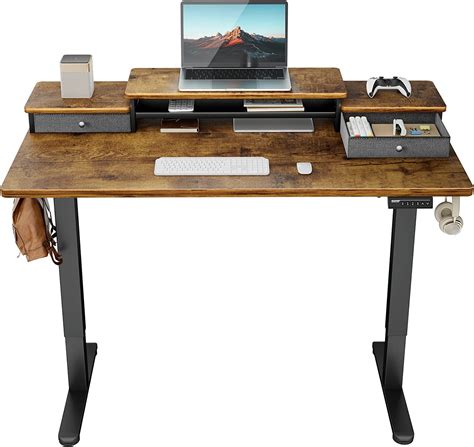 Height Adjustable Electric Standing Desk with Monitor Stand, 2 Drawers ...