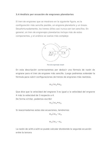 DOCX Analisis De Trenes De Engranes Planetarios Metodo De La Formula