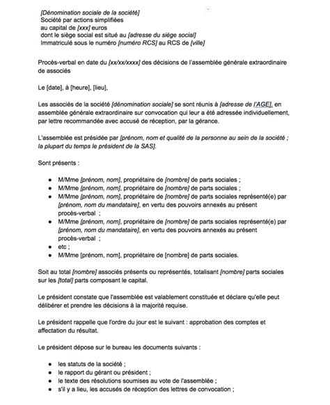 Approbation Des Comptes Sas Mod Le Pv Gratuit Conseils