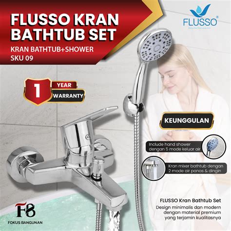 Jual Kran Mixer Bathub Panas Dingin Shower Kamar Mandi Full Set