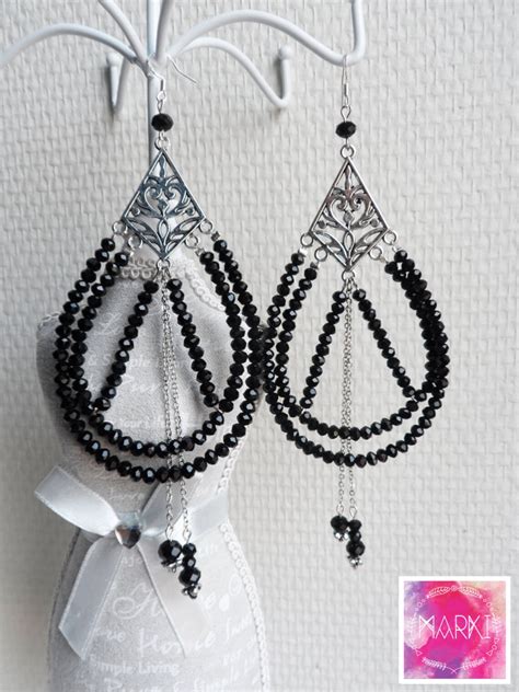 Chandelier Earrings Statement Earrings Black Earrings - Etsy