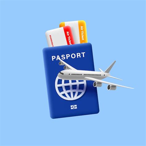 Premium Vector 3d Passport With Boarding Pass Inside And Airplane