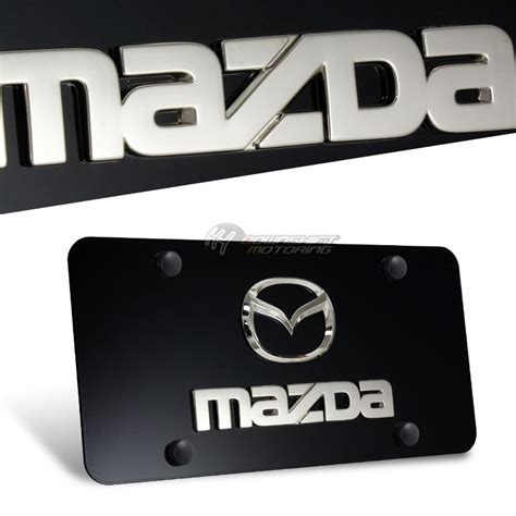 D Mazda Logo Front Gloss Black Stainless Steel License Plate Frame