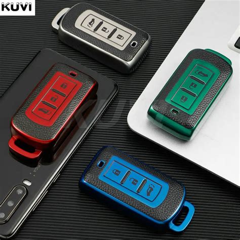 Leather Tpu Car Smart Key Cover Case For Mitsubishi Outlander Lancer 10