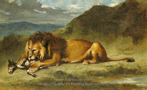 Eug Ne Delacroix Lion Devouring A Goat Painting Reproductions Save